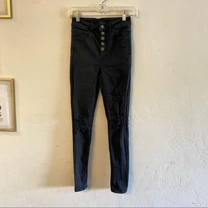 American Eagle Black Super Hi Rise Jeggings 00